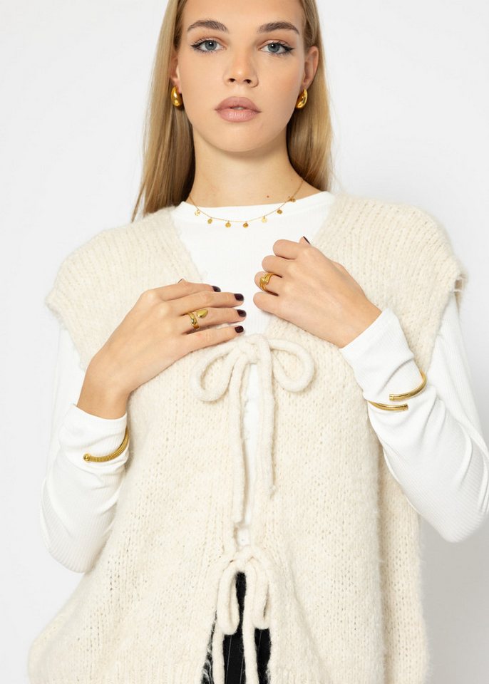SASSYCLASSY Pullunder Ärmellose Strickweste Damen mit Schleifen von SASSYCLASSY