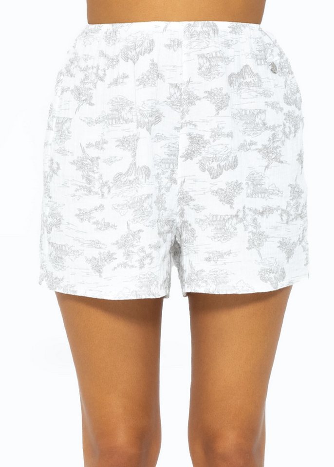 SASSYCLASSY Pyjamashorts Musselin Pyjamashorts mit Print für Damen Weiche Shorts für Zuhause mit elastischem Bund und lockerer Passform SASSYCLASSY Pyjamashorts Musselin Pyjamashorts mit Print für Damen Weiche Shorts für Zuhause mit elastischem Bund und lockerer Passform von SASSYCLASSY