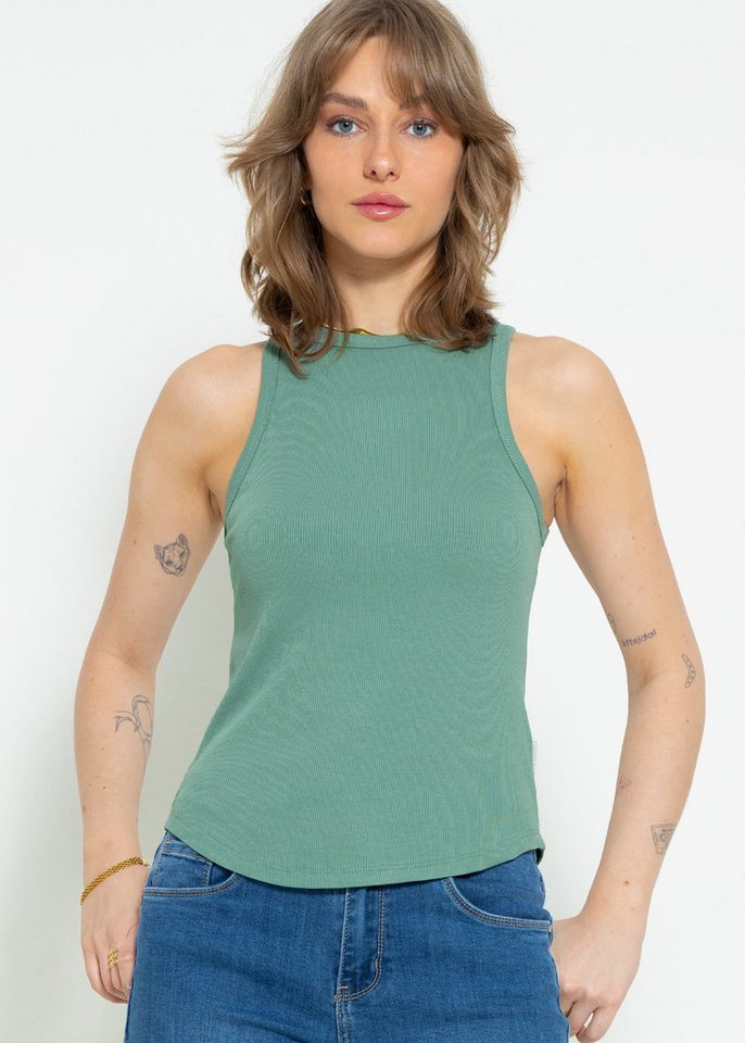 SASSYCLASSY Tanktop Geripptes Basic Tanktop Ärmelloses Top mit Rundhalsausschnitt und breiten Trägern von SASSYCLASSY