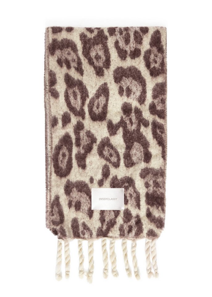 SASSYCLASSY Schal Schal Damen mit Leo-Print elegant, Warmer langer Schal im Leoprint Grau Offwhite Burgundy Braun Camel von SASSYCLASSY