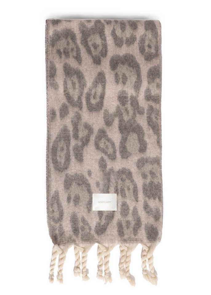 SASSYCLASSY Schal Schal Damen mit Leo-Print elegant, Warmer langer Schal im Leoprint Grau Offwhite Burgundy Braun Camel von SASSYCLASSY