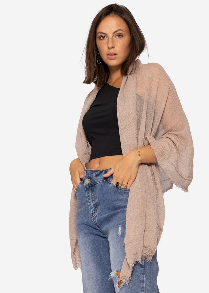 SASSYCLASSY Schal Weicher Schal aus hochwertiger Viskose Unifarben, Vielseitiges Tuch aus flauschigem Musselin mit ausgefransten Enden von SASSYCLASSY