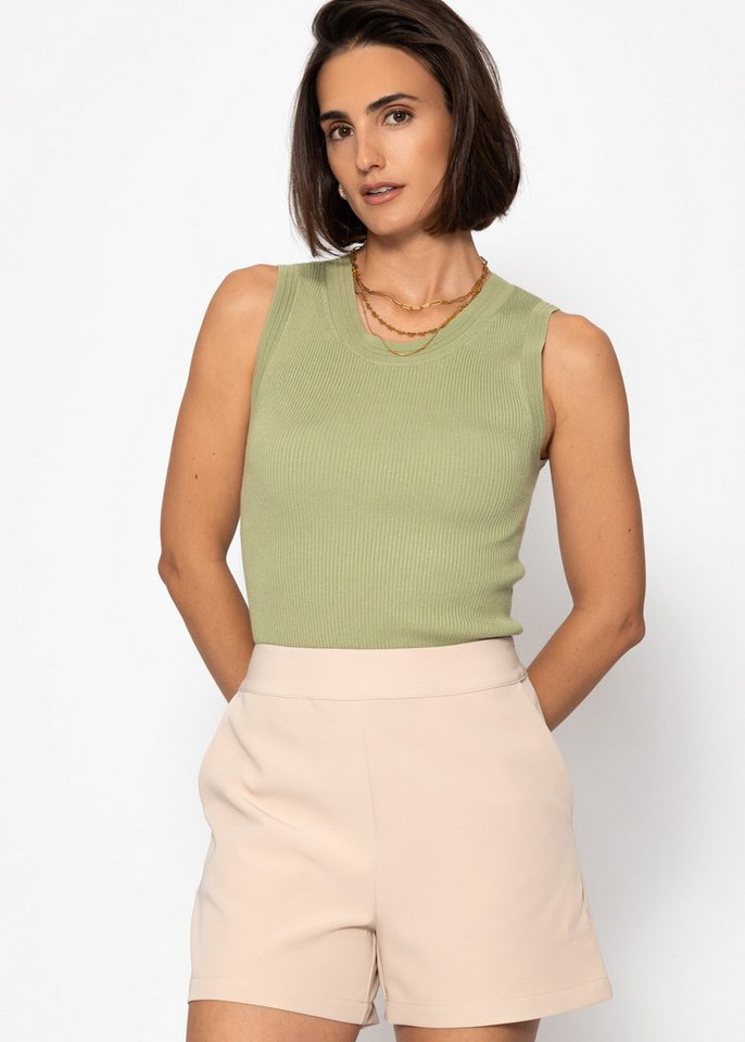 SASSYCLASSY Shorts Elegante Shorts Damen Sommer High Waist Stoffhose mit Reißverschluss Sommerhose Schwarz Beige Braun Neon Pink von SASSYCLASSY