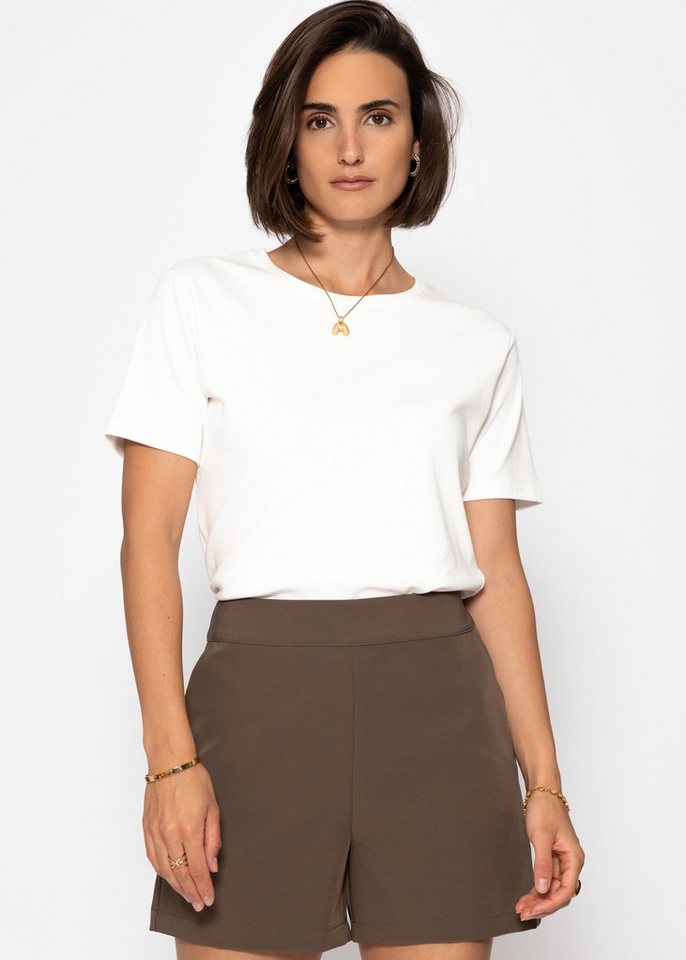 SASSYCLASSY Shorts Elegante Shorts Damen Sommer High Waist Stoffhose mit Reißverschluss Sommerhose Schwarz Beige Braun Neon Pink von SASSYCLASSY