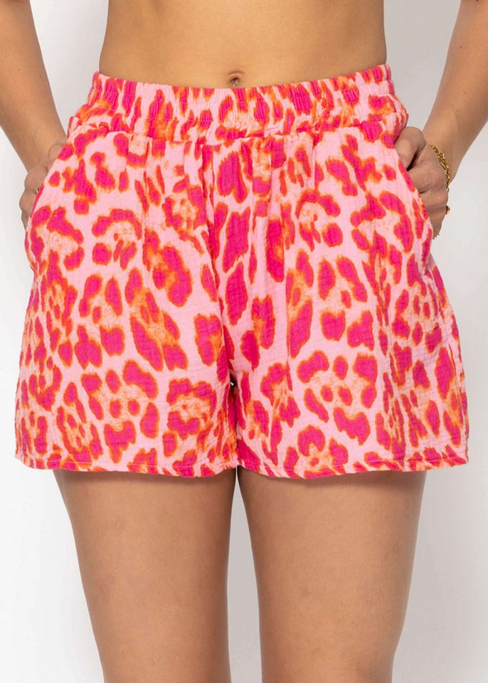 SASSYCLASSY Shorts Musselin Shorts mit Print Damen Bedruckte Baumwollshorts mit elastischem Bund Beige Taupe Pink SASSYCLASSY Shorts Musselin Shorts mit Print Damen Bedruckte Baumwollshorts mit elastischem Bund Beige Taupe Pink von SASSYCLASSY