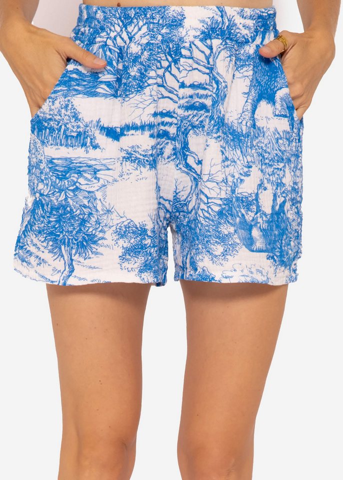 SASSYCLASSY Shorts Musselin Sommer Hose Damen Kurz mit Motiv 100 % Baumwolle (Musselin), atmungsaktiv, sehr leicht, Made in Italy von SASSYCLASSY