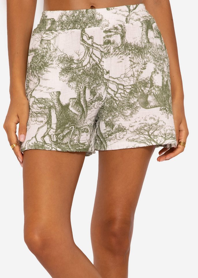 SASSYCLASSY Shorts Musselin Sommer Hose Damen Kurz mit Motiv 100 % Baumwolle (Musselin), atmungsaktiv, sehr leicht, Made in Italy von SASSYCLASSY