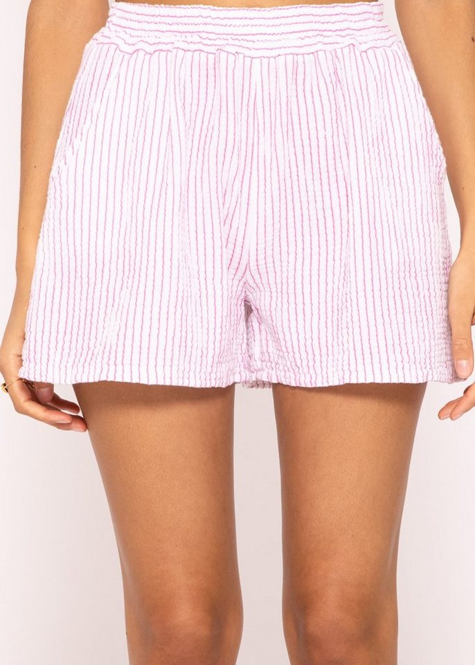 SASSYCLASSY Shorts Musselin Sommer Hose Damen Kurz mit Streifen 100 % Baumwolle (Musselin), atmungsaktiv, sehr leicht, Made in Italy von SASSYCLASSY