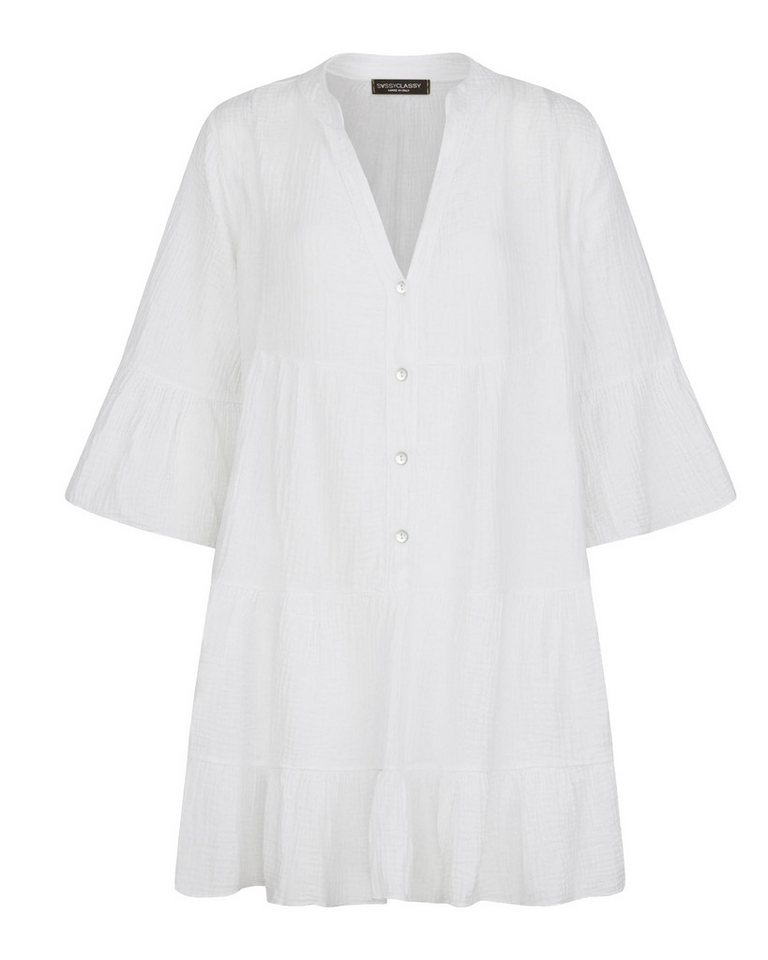 SASSYCLASSY Minikleid Musselin Sommer Kleid 3/4 Ärmel und Volants, 100 % Baumwolle, Made in Italy von SASSYCLASSY