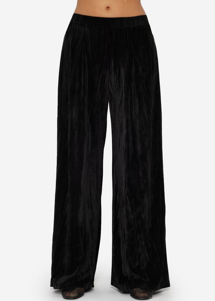 SASSYCLASSY Stoffhose Elegante Weit geschnittene Hose aus Samt Damen Fließende Samthose im Wide-Leg-Stil von SASSYCLASSY