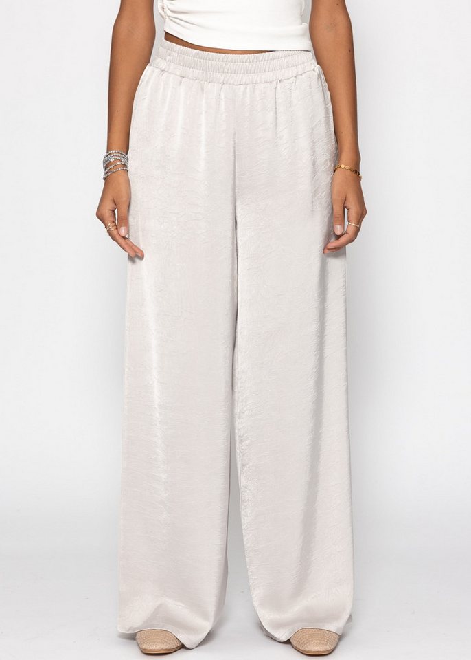 SASSYCLASSY Stoffhose Fließende Satin Stoffhose Damen mit Wide Leg Elegante Palazzohose aus Satinstoff mit Taschen Beige Braun Grau Taupe von SASSYCLASSY