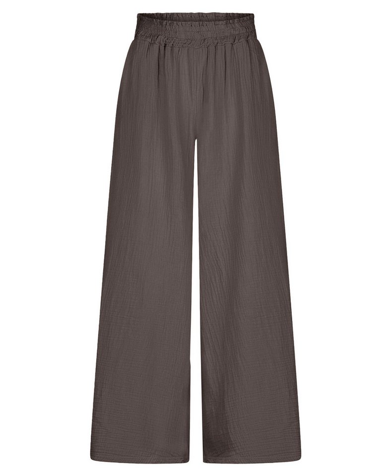 SASSYCLASSY Stoffhose Leichte Musselin Sommer Hose Damen Lang Elegant Lockere Musselinhose aus Baumwolle mit weitem Bein Schwarz Weiß Beige von SASSYCLASSY