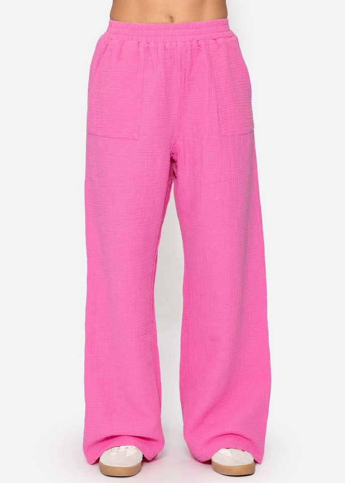 SASSYCLASSY Stoffhose Musselin Hose Damen aus Baumwolle Musselinhose lang mit Eingriffstaschen schwarz von SASSYCLASSY