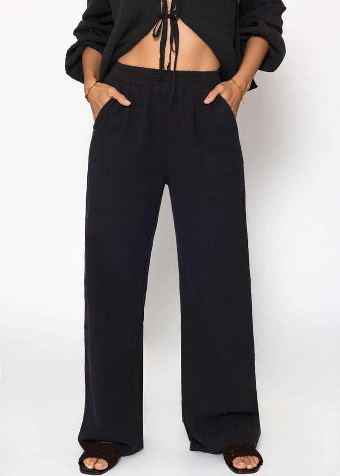 SASSYCLASSY Stoffhose Musselin Hose Damen aus Baumwolle Musselinhose lang mit Eingriffstaschen schwarz SASSYCLASSY Stoffhose Musselin Hose Damen aus Baumwolle Musselinhose lang mit Eingriffstaschen schwarz von SASSYCLASSY