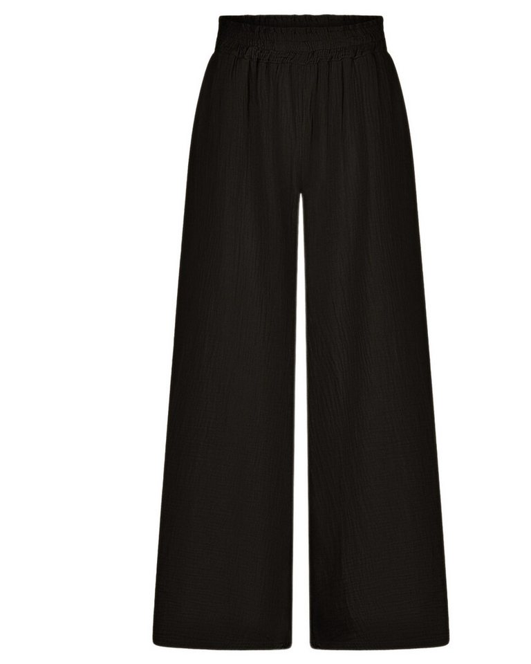 SASSYCLASSY Stoffhose Musselin Sommer Hose Damen Lang mit weitem Bein Lockere Musselinhose aus Baumwolle mit elastischem Bund Atmungsaktiv von SASSYCLASSY