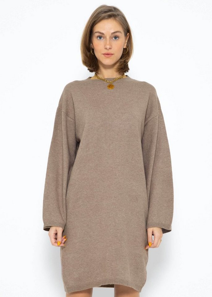 SASSYCLASSY Strickkleid Oversize Strickkleid Rollkragen Damen Lässiges Kleidpullover elegant aus weichem Strick Winter Grau Beige von SASSYCLASSY