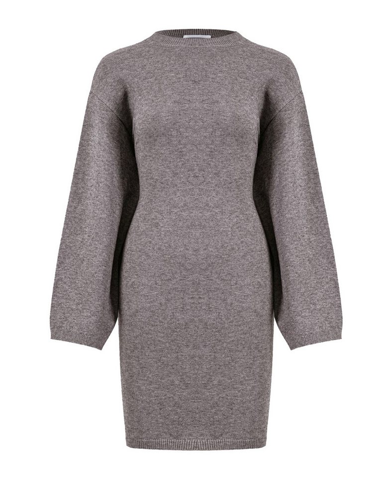 SASSYCLASSY Strickkleid Oversize Strickkleid Rollkragen Damen Lässiges Kleidpullover elegant aus weichem Strick Winter Grau Beige von SASSYCLASSY