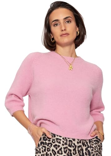 SASSYCLASSY - Strickpulli Kurzarm - Kurzarmpullover Damen - Rollkragenpullover - Frühlingsoutfits - Frühlingspullover - Ajour Pullover Frühling - Strickpullover - Oberteil - Taupe Rosa S M L von SASSYCLASSY