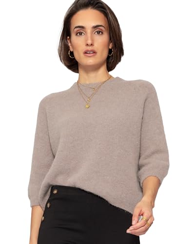 SASSYCLASSY - Strickpulli Kurzarm - Kurzarmpullover Damen - Rollkragenpullover - Frühlingsoutfits - Frühlingspullover - Ajour Pullover Frühling - Strickpullover - Oberteil - Taupe Rosa S M L von SASSYCLASSY