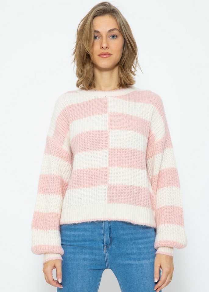 SASSYCLASSY Strickpullover Lässiger Pullover mit versetzten Blockstreifen Pullover mit versetzten Blockstreifen SASSYCLASSY Strickpullover Lässiger Pullover mit versetzten Blockstreifen Pullover mit versetzten Blockstreifen von SASSYCLASSY