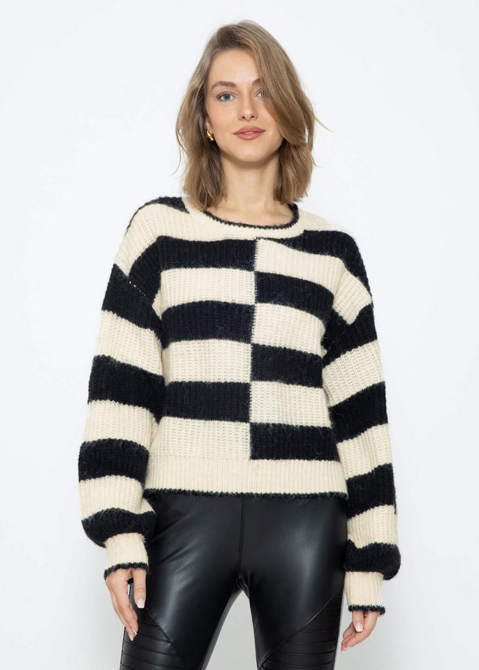 SASSYCLASSY Strickpullover Lässiger Pullover mit versetzten Blockstreifen Pullover mit versetzten Blockstreifen SASSYCLASSY Strickpullover Lässiger Pullover mit versetzten Blockstreifen Pullover mit versetzten Blockstreifen von SASSYCLASSY