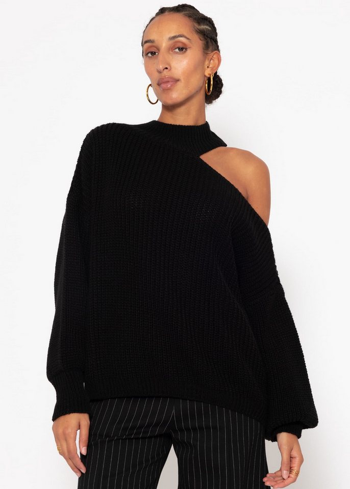 SASSYCLASSY Strickpullover Oversize Pullover Damen mit Schulter Cut-Out Rollkragen Strickpullover Elegant Grün Schwarz Rot Beige Grau von SASSYCLASSY