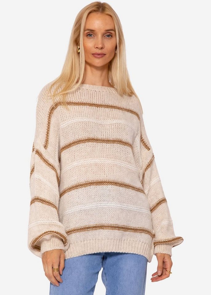 SASSYCLASSY Strickpullover Oversize Pullover Damen aus weichem Grobstrick Lässiger Strickpullover mit weitem Rundhalsausschnitt Made in Italy von SASSYCLASSY