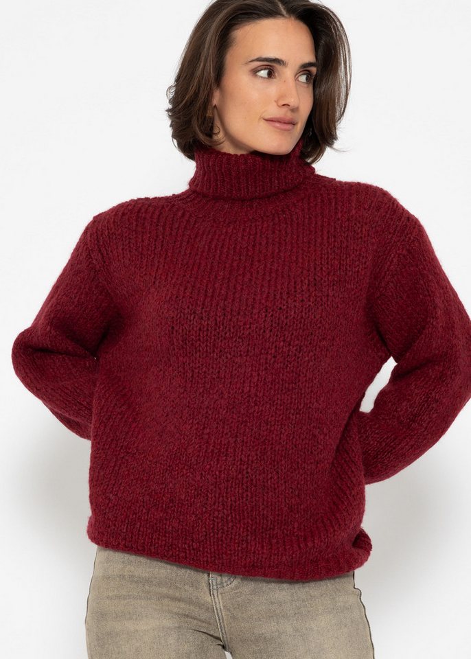 SASSYCLASSY Strickpullover Oversize Pullover Damen Winter mit Rollkragen Rollkragenpullover aus weichem Strick Elegant Schwarz Beige Rot Grau von SASSYCLASSY