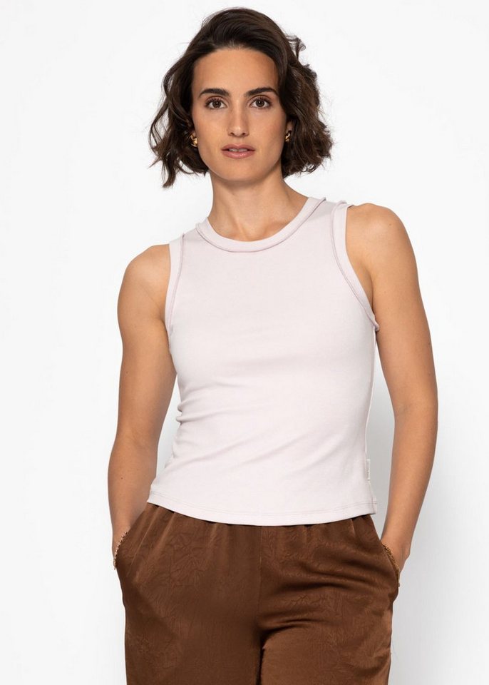 SASSYCLASSY T-Shirt Tank Top mit Außennähten Damen anliegendes Top mit Rundhalsauschnitt und Rückennaht weiß von SASSYCLASSY