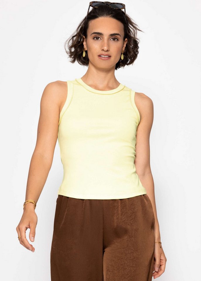 SASSYCLASSY T-Shirt Tank Top mit Außennähten Damen anliegendes Top mit Rundhalsauschnitt und Rückennaht weiß von SASSYCLASSY