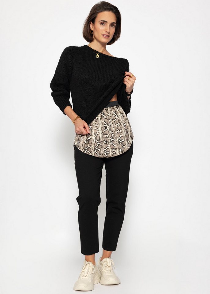 SASSYCLASSY Unterrock Blusen Unterrock Damen Saum Verlängerung Elegant Blusenrock Hemdverlängerung Halbrock mit Gummibund Weiß Schwarz Leo von SASSYCLASSY