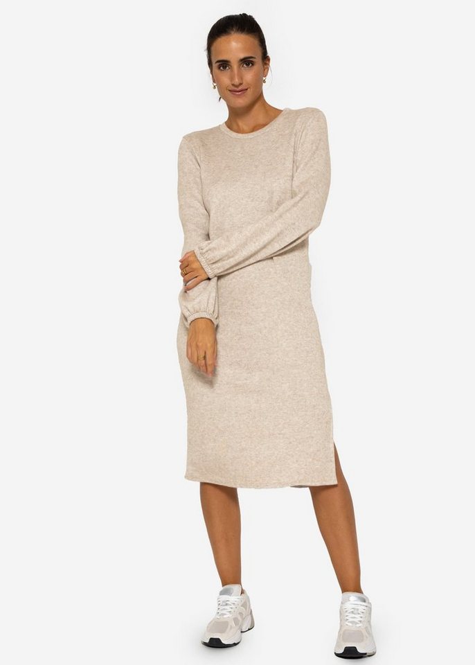 SASSYCLASSY Midikleid Lässiges Kleid Damen in Midi-Länge elegant Midikleid aus weichem Jersey mit Seitenschlitz Beige Schwarz SASSYCLASSY Midikleid Lässiges Kleid Damen in Midi-Länge elegant Midikleid aus weichem Jersey mit Seitenschlitz Beige Schwarz von SASSYCLASSY