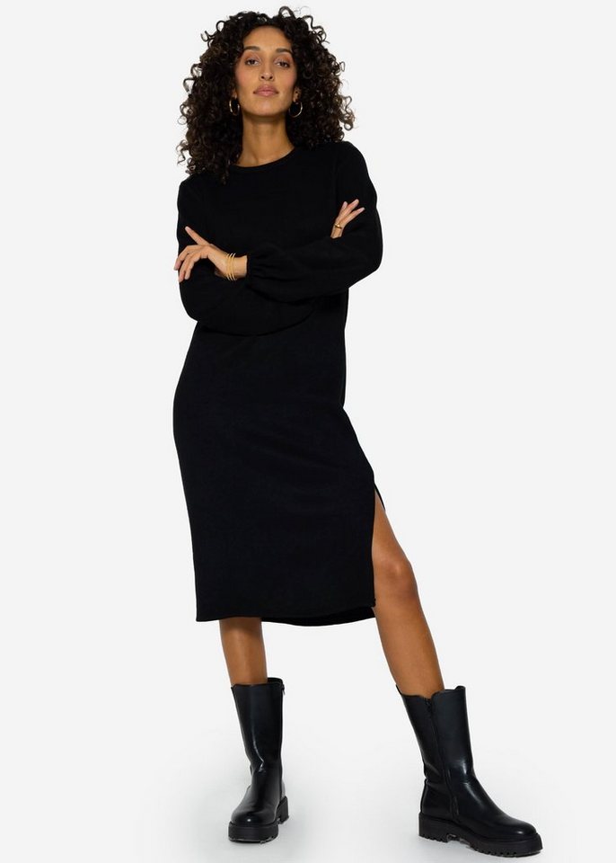 SASSYCLASSY Midikleid Lässiges Kleid Damen in Midi-Länge elegant Midikleid aus weichem Jersey mit Seitenschlitz Beige Schwarz SASSYCLASSY Midikleid Lässiges Kleid Damen in Midi-Länge elegant Midikleid aus weichem Jersey mit Seitenschlitz Beige Schwarz von SASSYCLASSY