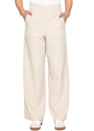 SASSYCLASSY - Weite Damen Hosen - Stoffhose breites Bein Elegant - Business Damenhose - Marlenehose - High Waist Sommerhosen lang mit Gummizug - Schlupfhosen für Damen - Schwarz Beige Grün XS S M L XL von SASSYCLASSY