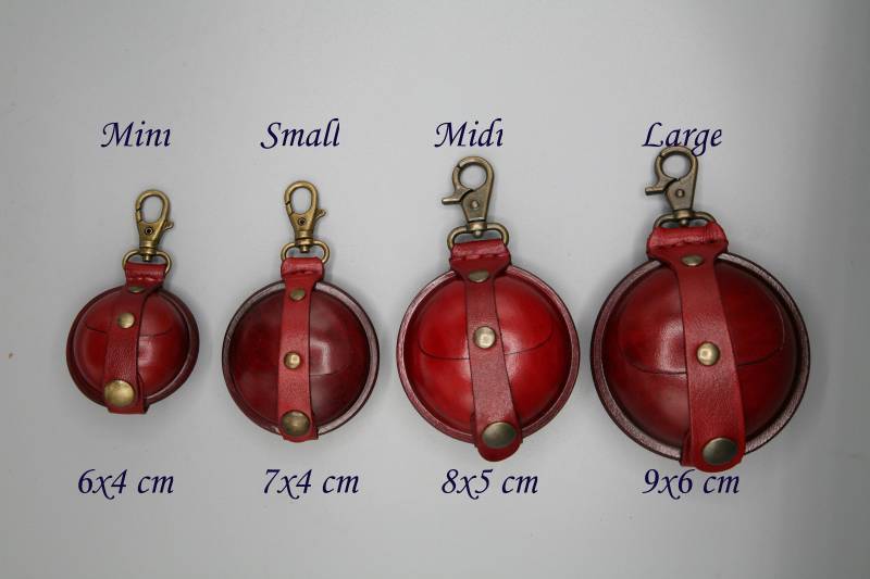 Runde Rote Leder Geldbörse Geformte Hartleder Tasche Runde Rote Leder Geldbörse Geformte Hartleder Tasche von SATCHELZ