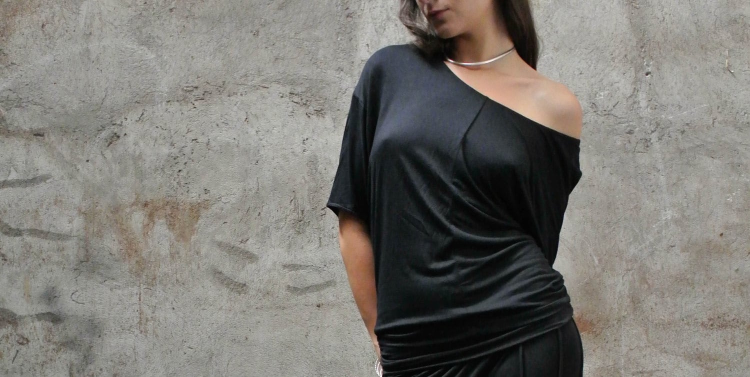 Bambus Off-Shoulder Top Übergroße Tunika, Sati Creation von SATICREATION