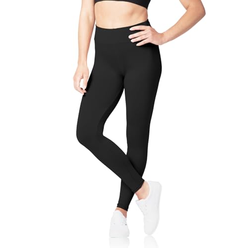SATINA Leggings mit hoher Taille für Damen – weiche Damen-Leggings in Caprihose und langen Längen – normale und große Größen in 25 Farben, 01 Full Length Black, Einheitsgröße von SATINA