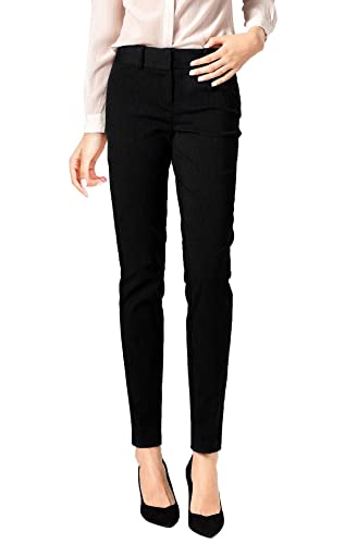SATINATO Damen Straight Pants Stretch Slim Skinny Solid Hose Casual Business Office, schwarz 1, 50 von SATINATO