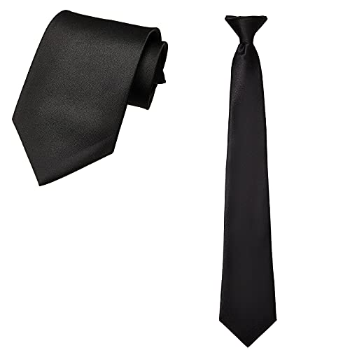 SATINIOR 2 Stücke Schwarze Clip auf Krawatte Standard Sicherheit Schwarze Krawatte von SATINIOR