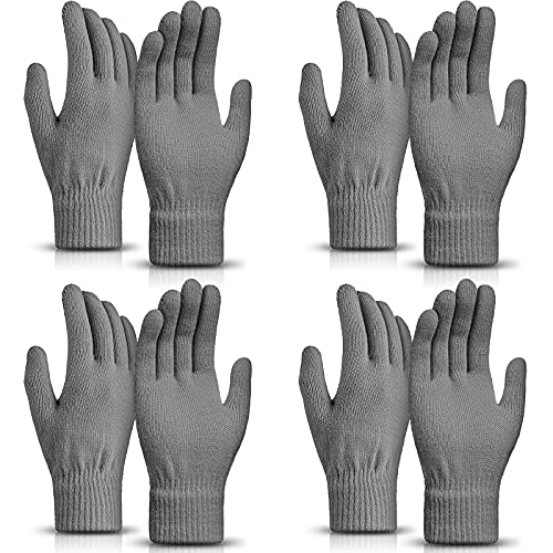 SATINIOR 4 Paar Magische Handschuhe Winter Strickhandschuhe Elastische Unisex Handschuhe Warme Fingerhandschuhe für Damen Herren Sport (Grau) von SATINIOR