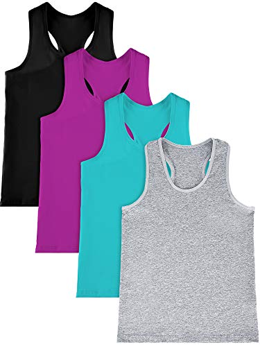 4 Stück Mädchen Tanz Tank Tops Baumwolle Racerback Crop Tank Tops Ärmelloses Top für Gymnastik und Tanzkleidung Gr. 11-12 Jahre, mehrfarbig von SATINIOR