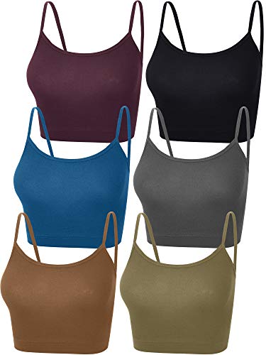 6 Stück Damen Crop Cami Top Ärmellos Spaghettiträger Tank Top für Sport Yoga - - Mittel von SATINIOR