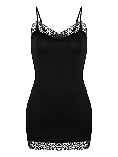 Damen-Tanktop mit Spitze, Hemdchen mit verstellbaren Spaghettiträger, Unterhemden, 3 Stück - Schwarz - XX-Large von SATINIOR