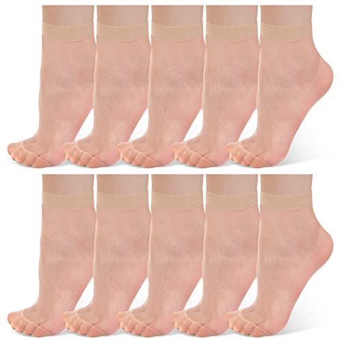 SATINIOR 10 Paar Nylon Socken Damen Knöchelsocken Feinsoeckchen Nude Mädchen Feinstrümpfe (Mittleres Nude) von SATINIOR