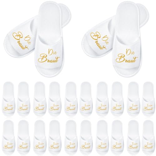 SATINIOR 12 Paar Pantoffeln für Hochzeit Die Braut und Team Braut Hausschuhe Zehenfreie Spa Pantoffeln Einheitsgröße JGA Hausschuhe Junggesellinnenabschied Accessoires für Brautjungfern Brautparty von SATINIOR