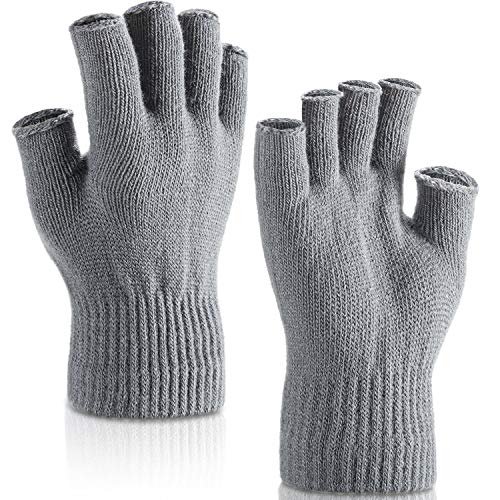 SATINIOR 2 Paar Handgelenk Fingerlose Handschuhe Halbe Handschuhe Fingerlose Handschuhe für Erwachsene und Kinder (Grau) von SATINIOR