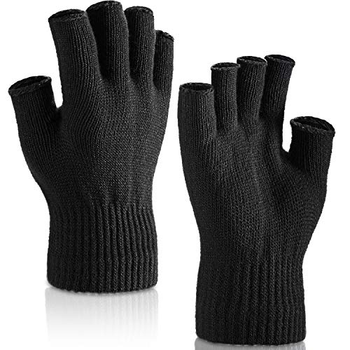 SATINIOR 2 Paar Handgelenk Fingerlose Handschuhe Halbe Handschuhe für Erwachsene und Kinder (Schwarz) von SATINIOR