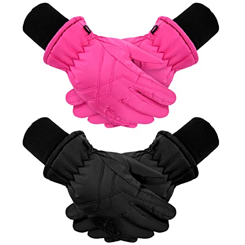 2 Paar Kinder Winter Skihandschuhe Winddichte Kleinkinder Snowboard Handschuhe Kinder Schneehandschuhe (12-14 Jahre) von SATINIOR