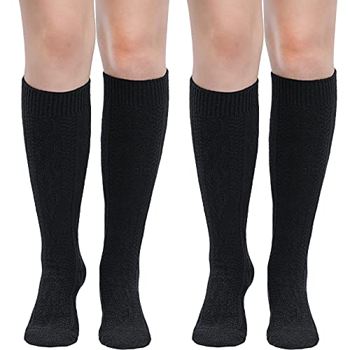 SATINIOR 2 Paare Damen Winter Thermo Stiefelsocken Warme Wollmischung Gummistiefel Socken für Damen, UK Größe 4-8 (Schwarz), Einheitsgröße Tall von SATINIOR