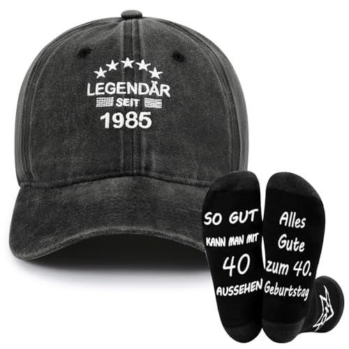 SATINIOR 2 Stück Geburtstag Geschenke für Männer 1 Mütze und 1 Paar Socken Witzig Geburtstag Mann Geschenkset für Papa Ehemann Opa Onkel Freund(40 Jahre) von SATINIOR